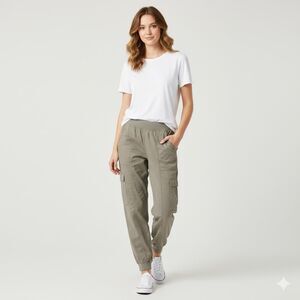 C&C California Effortless Utility: High-Waisted Cargo Joggers Earth Tone SZ M/L